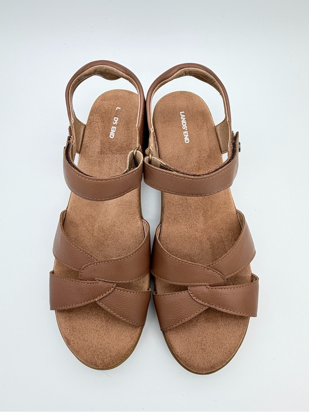 Lands' End Women's Tan Leather Sandals - Size 11